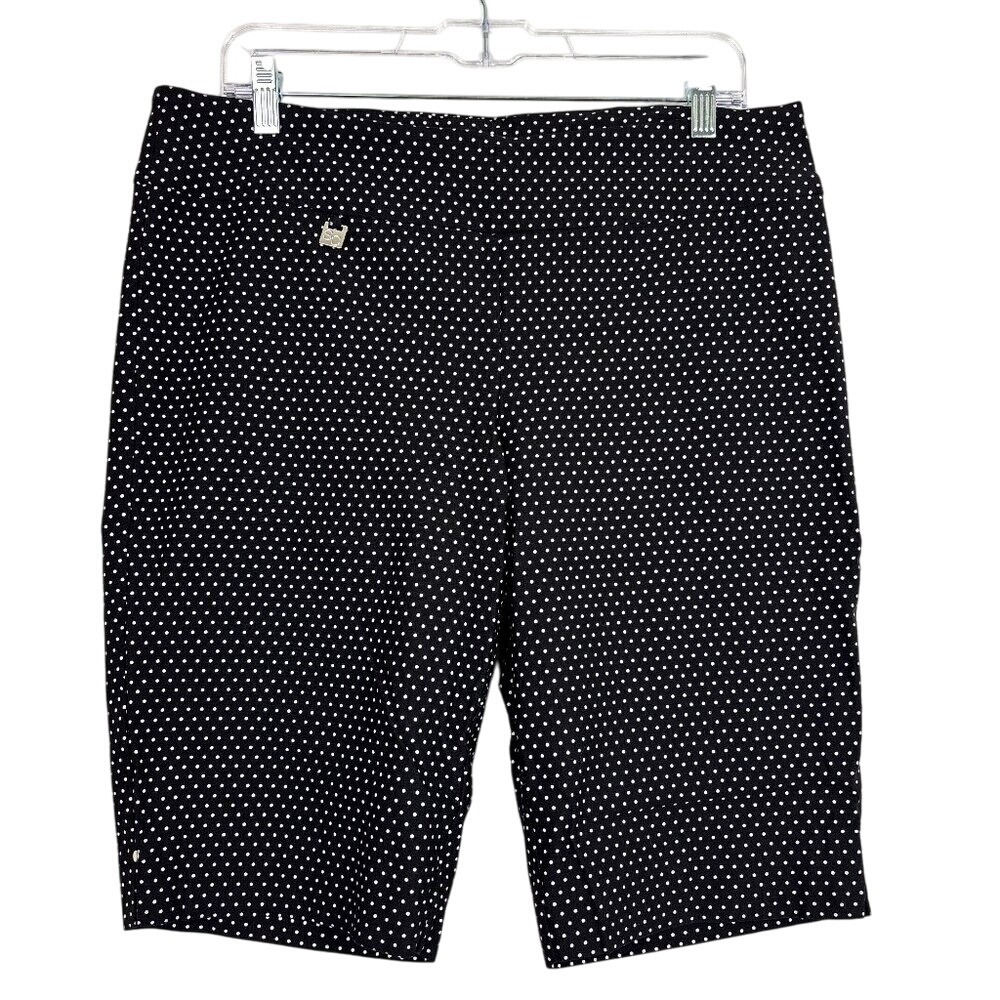 S.C.& CO. Tummy Control‎ Polka Dot Bermuda Shorts Women's 16 Black White 12"